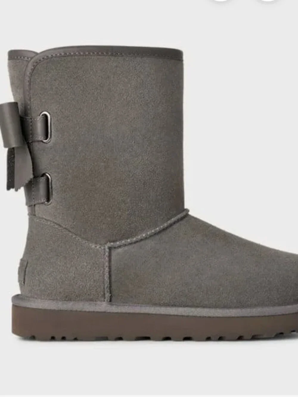 Ugg Bailey Leather Bow Boots- Grey